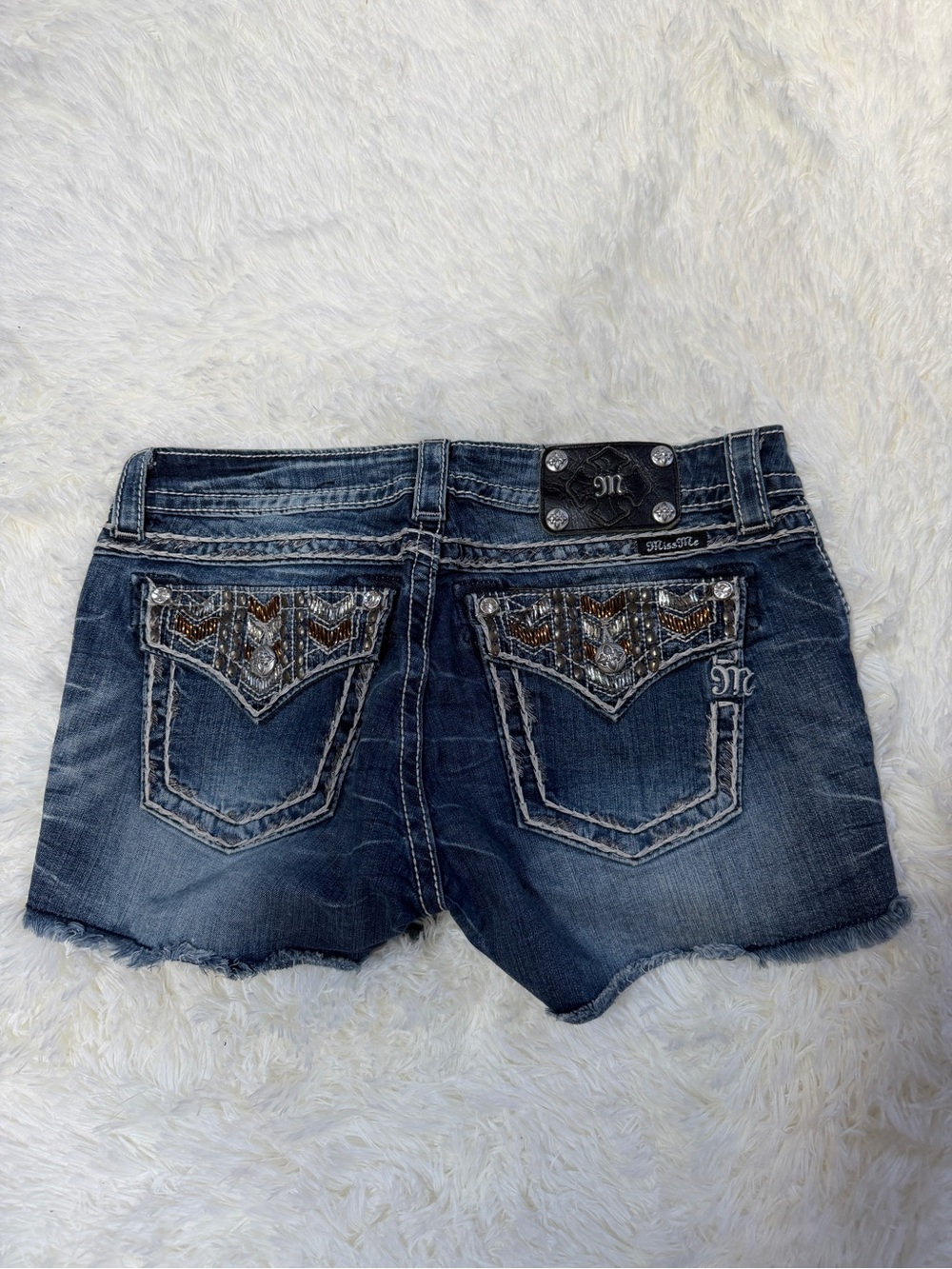 Miss Me Dark Blue Distressed Denim Cutoff Shorts - Picture 3 of 3
